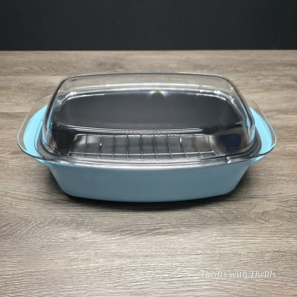 Cook' Essentials Blue 6 Qt Casserole Dish -  Cast Aluminum With Wire Rack - New‎